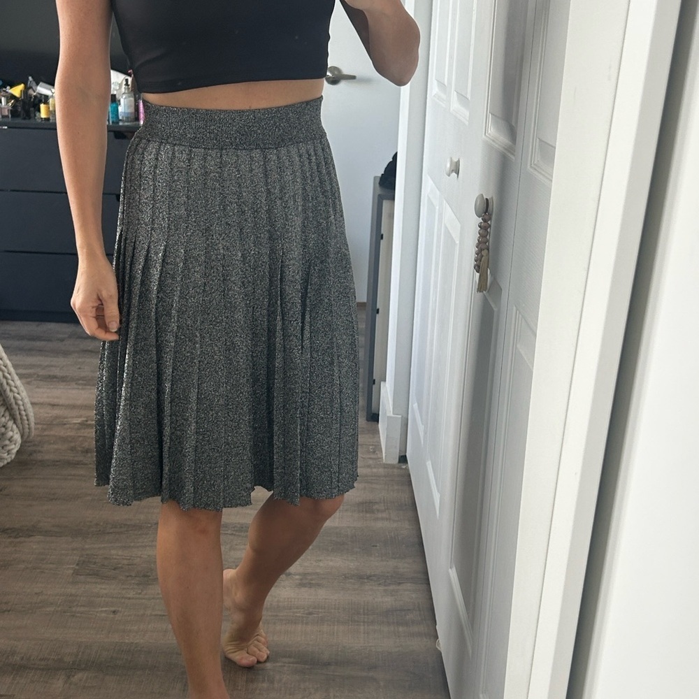 Levi's Pleated Silver A-Line Skirt XS